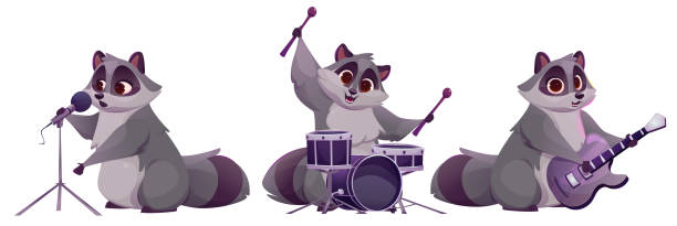 istock Cute raccoon character playing musical instrument 2171102886