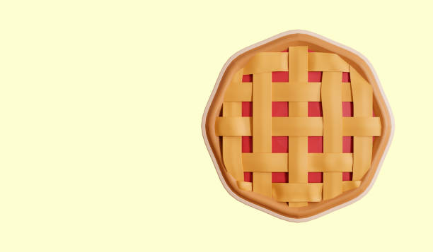 Autumn and thanksgiving concept with 3d apple pie illustration on isolated background