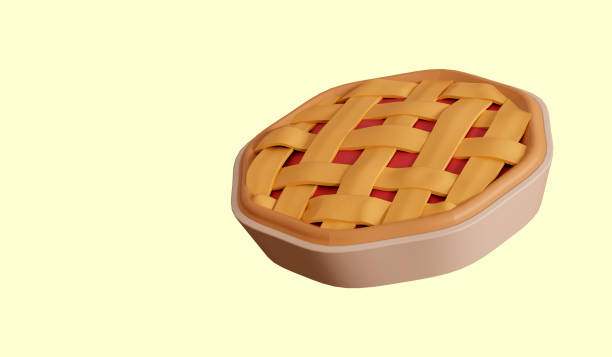Autumn and thanksgiving concept with 3d apple pie illustration on isolated background