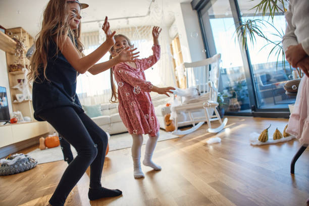 istock A group of children playing on a Halloween day 2171105818