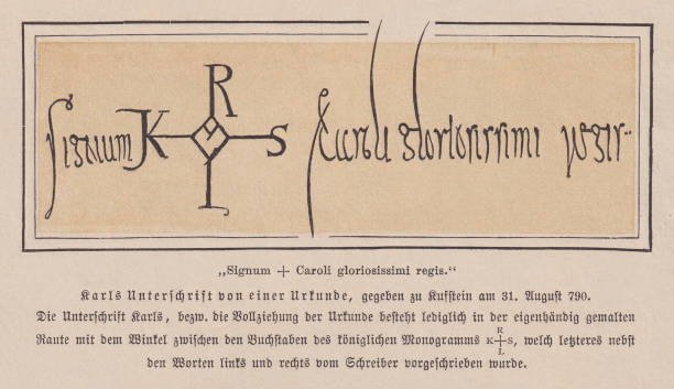 istock Signature of Charlemagne, facsimile (lithograph), published in 1880 2171106233