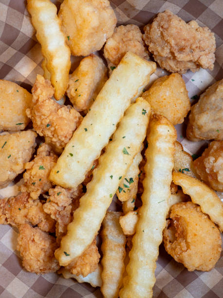 istock Crispy fried chicken with french fries 2171106605