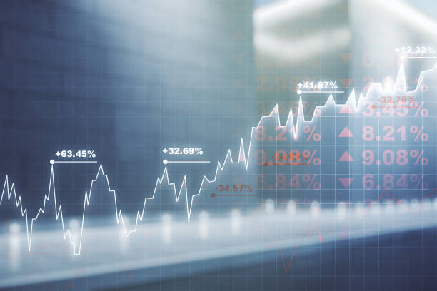 istock Multi exposure of virtual abstract financial graph interface on blurry contemporary office building background, financial and trading concept 2171108075