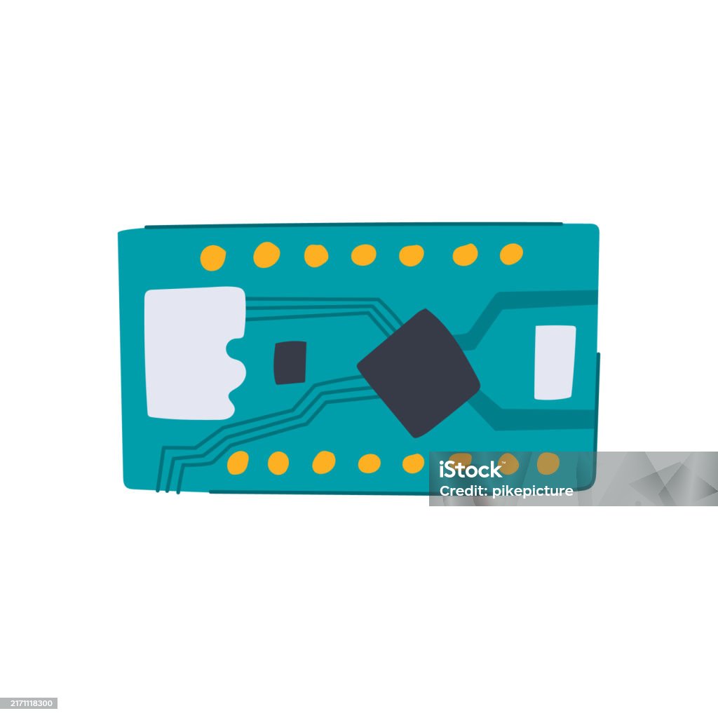 Microcontroller Cartoony Microchip Microcontroller Cartoon Vector Illustration Stock ...