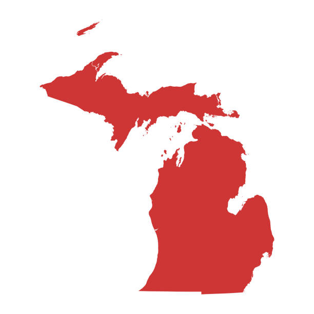 ilustraciones, imágenes clip art, dibujos animados e iconos de stock de mapa de michigan - michigan