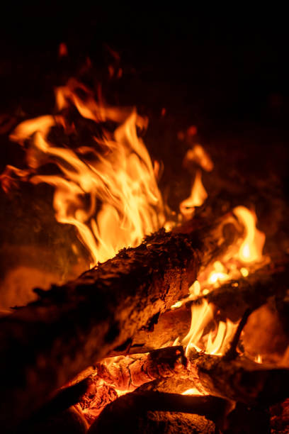 istock The glow of a campfire casts flickering light on logs, creating a cozy atmosphere under the night sky 2171122827