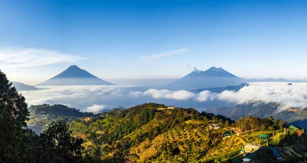 istock Volcanos and clouds early morning light landscape 2171126471