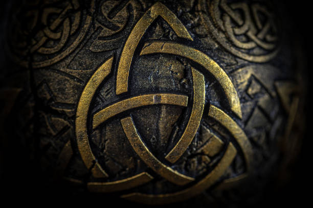 istock Close-up of golden Celtic ornaments 2171128106