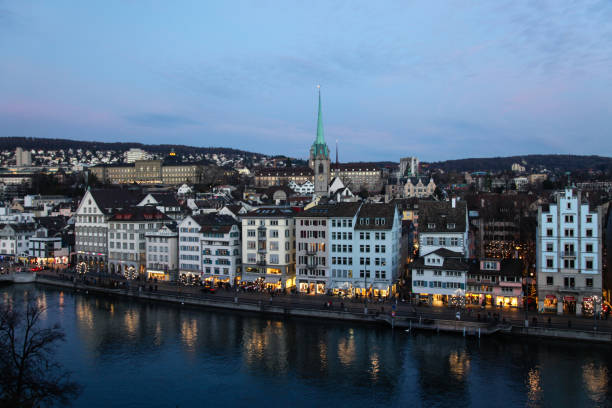 Zurich old town skyline aerial view Switzerland