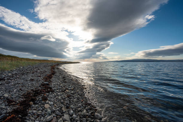 Sunset over the Barents sea coastline