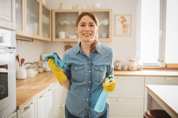 istock Cheerful woman with spray bottle ready for cleaning 2171136798
