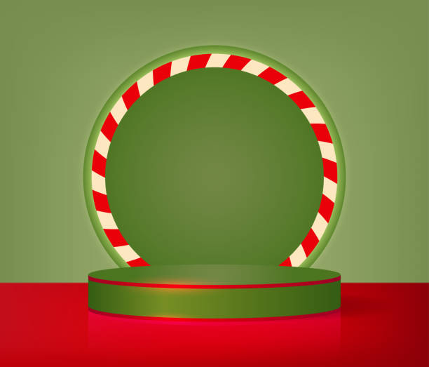 istock Christmas holiday podium for product presentation or Xmas vector pedestal stage 2171138882