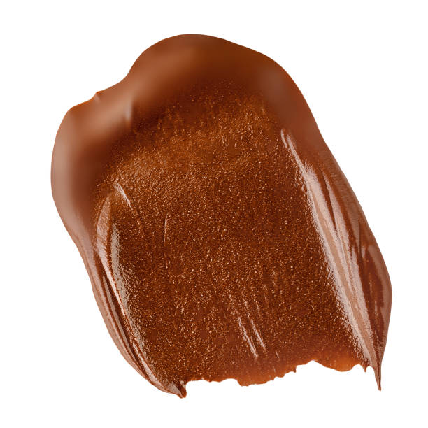 istock Smear of chocolate paste on white background.  Chocolate spread top view. Flat lay 2171141669