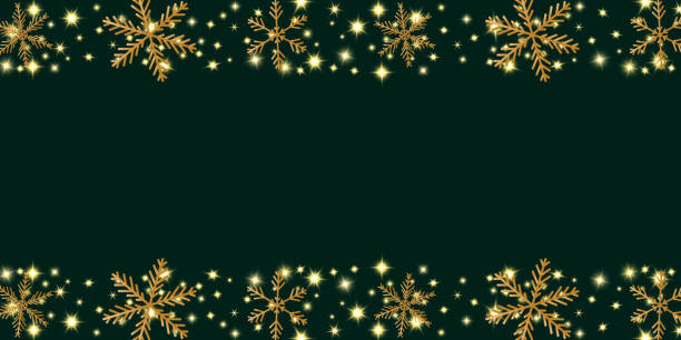 istock Golden snowflakes and stars, festive winter background, vector illustration. 2171150242
