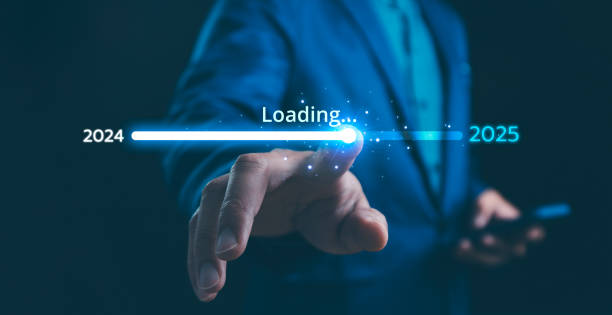 istock Businessman touch on loading progress from 2023 to 2025,Planning and challenge strategy in new year 2024 Concept. New business startup to 2025. New year 2025 is loading, calendar date, end of the year 2171150259
