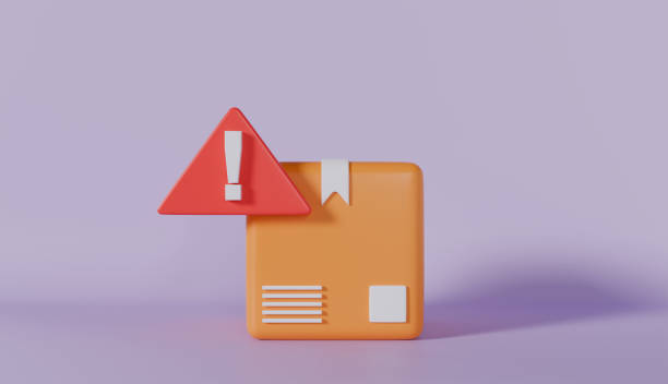 istock Cardboard box with exclamation mark warning problem danger information delivery shipping icon 2171155925
