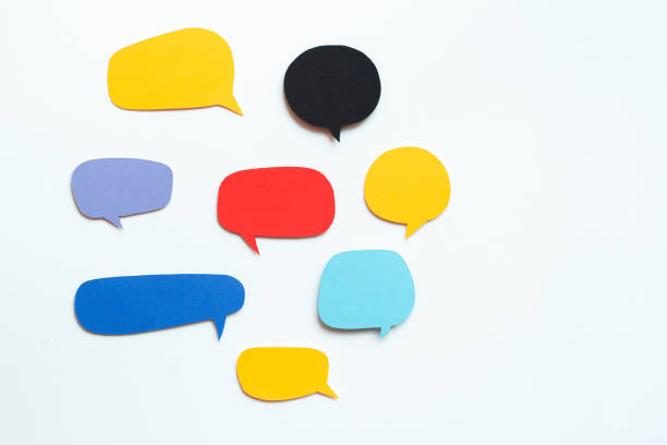 A set of cut out handcrafted paper speech bubbles