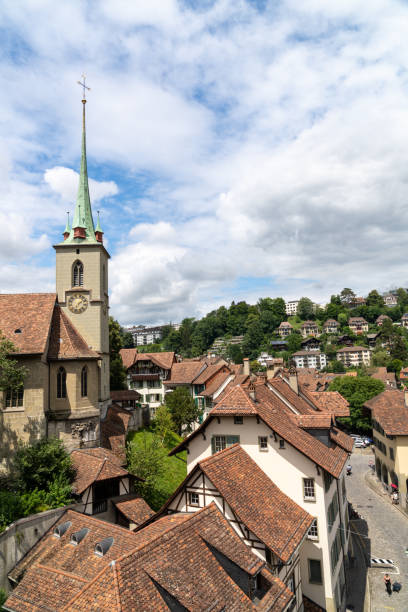 istock Bern, Switzerland - Juyl 22, 2024: Typical building facade in downtown Bern Switzerland, with rooftops 2171158733