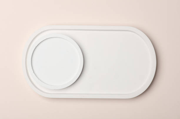 istock Plaster tray and plate on a beige background. Top view 2171169631