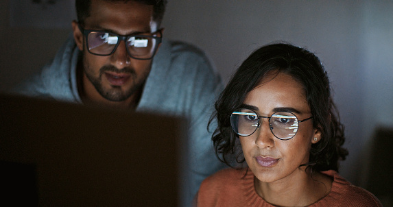 Latin Coder Hispanic Latin American Couple Software Engineer Developer Use Computer ...