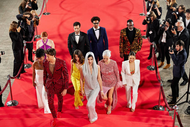 Diverse group of celebrities walking the red carpet