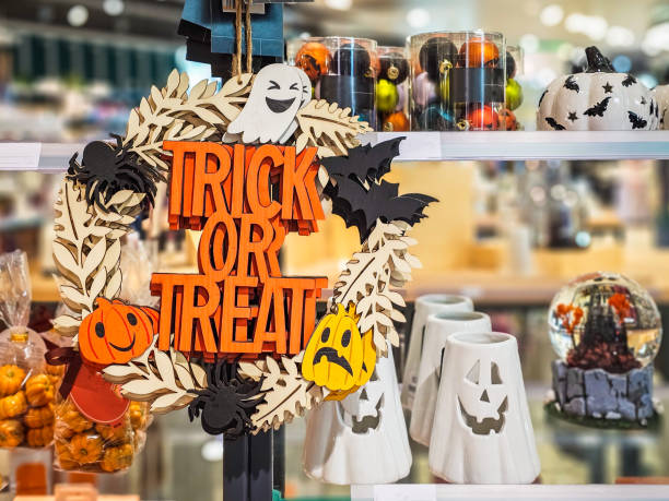 Selection of Halloween decorations on display in the store