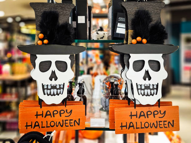 istock Selection of Halloween decorations on display in the store 2171173750