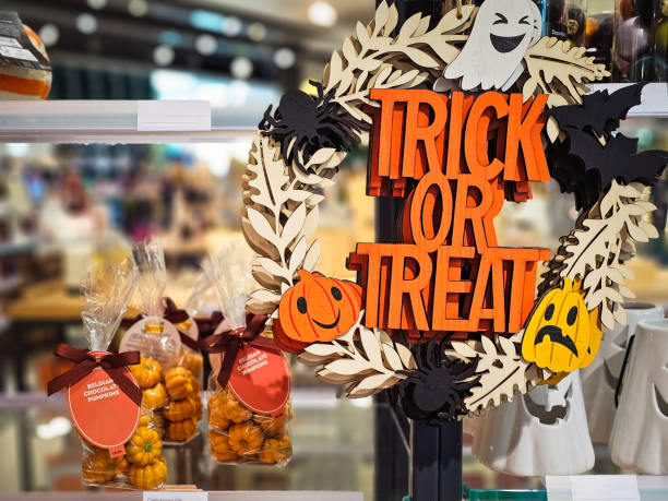 istock Selection of Halloween decorations on display in the store 2171173752