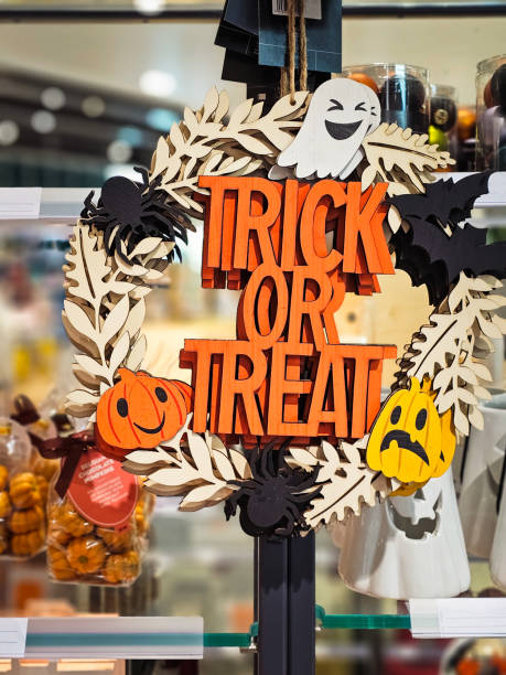 istock Selection of Halloween decorations on display in the store 2171173754