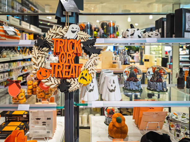 istock Selection of Halloween decorations on display in the store 2171173758