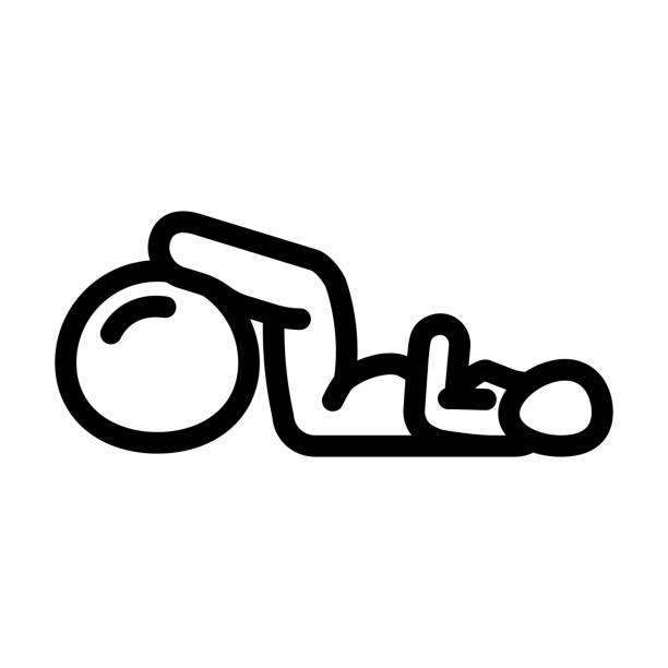 kegel cvičení těhotná fitness line ikona vektorové ilustrace - kegelovy-cviky stock ilustrace