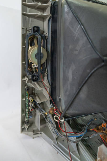 istock Old tube TV with gray flat screen 2171175652