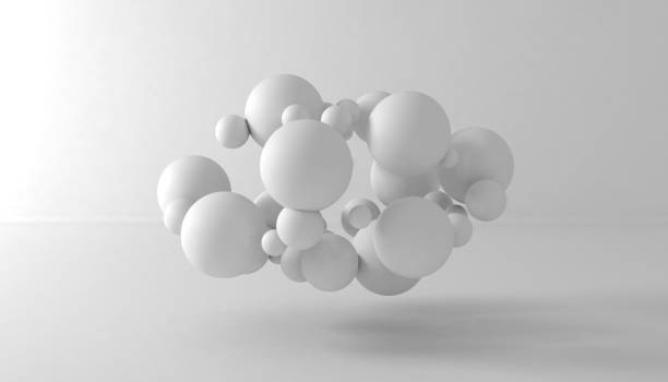 istock Flying cluster of spheres on a white background 2171176381