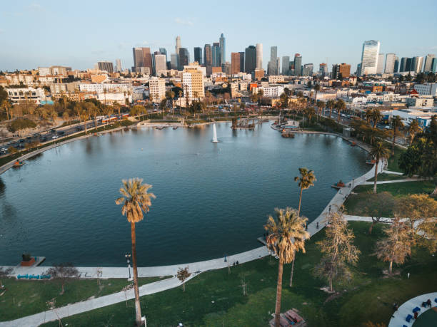istock MacArthur Park aerial view to downtown Los Angeles 2171176407