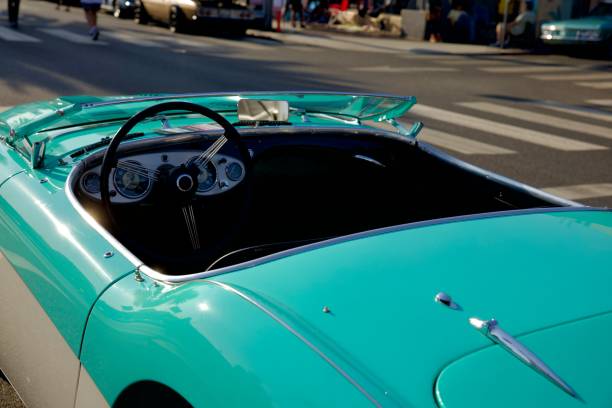Antibes, France - 21.09.2024: Close-Up of Classic Red Corvette Front End.