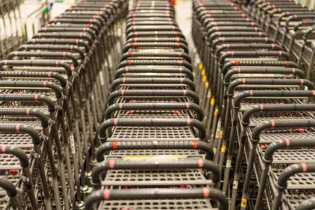 istock Material of several carts lined up in a supermarket 2171200313