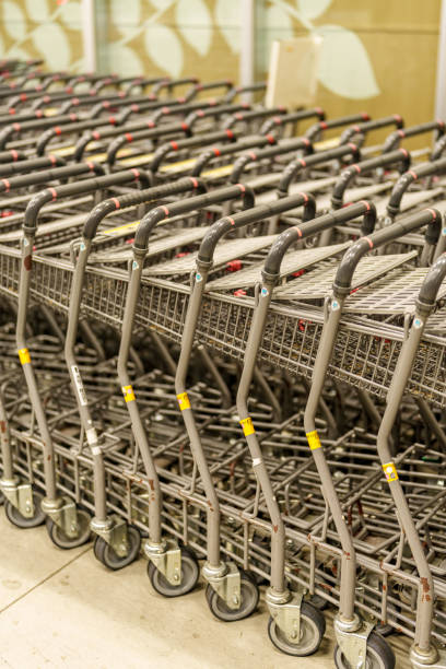 istock Material of several carts lined up in a supermarket 2171200361