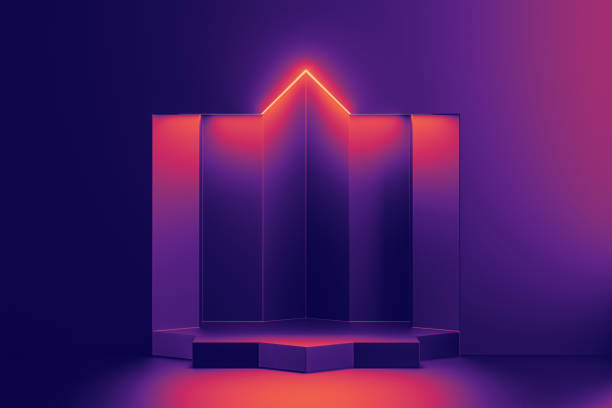 A vibrant pedestal shines against a dark background