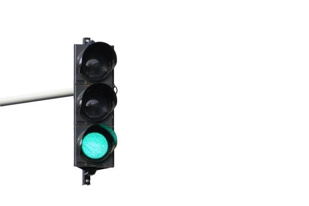 istock Green light on traffic lights. Isolated on white background. 2171212973