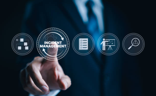 istock Incident Management, Risk Mitigation Process Concept. Icons represent processes of incident management, risk analysis, strategy planning, resolution tracking, effective business technology solutions, 2171218686