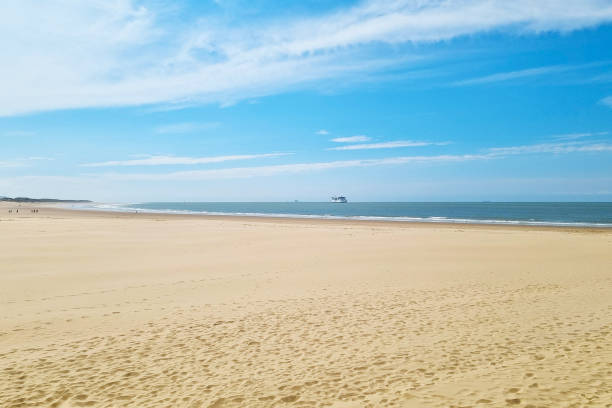 istock Serene Beach Scene Under Clear Blue Sky and White Clouds Perfect for Summer Vacation Posters and Travel Brochures 2171221010