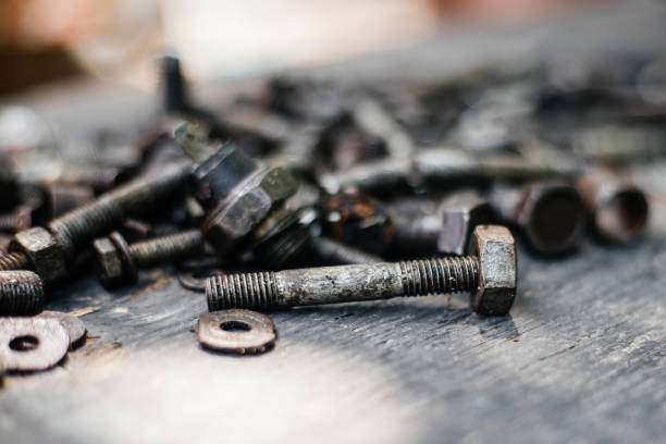 istock An old bolt in mazut with a blurred background and a place for text 2171238090
