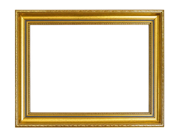 istock Wooden golden colored picture frame with blue element 2171239784