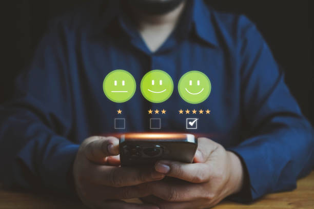 istock Customer review satisfaction feedback survey concept, User give rating to service experience on online application, 5-star satisfaction, customer evaluation product service quality, good quality most. 2171241198