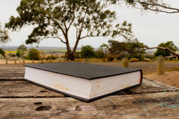 old book on outdoor table