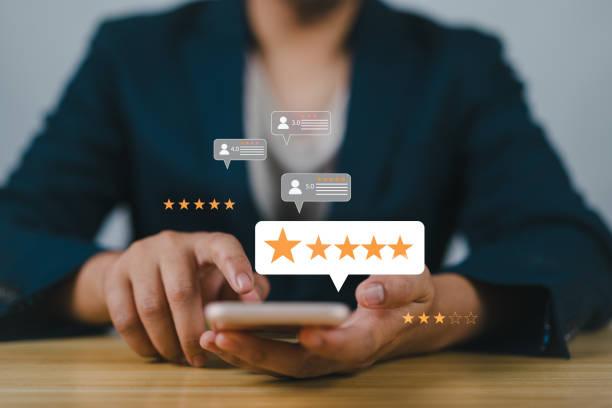 istock Customer Satisfaction Survey concept, 5-star satisfaction, service experience rating online application, customer evaluation product service quality, satisfaction feedback review, good quality most. 2171257415
