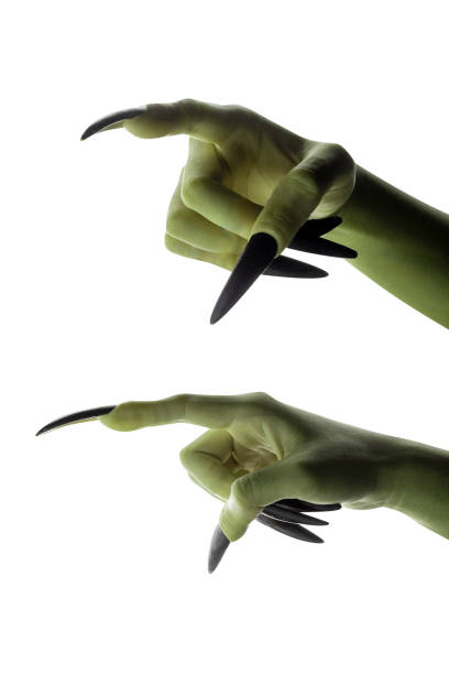 istock Two witches hands with long nails pointing in opposite directions 2171263267