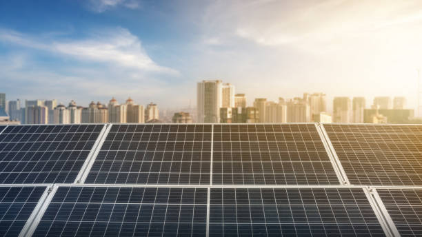 istock A city skyline with a large solar panel on top 2171263433