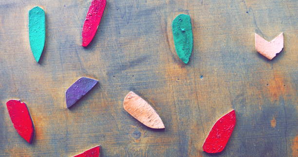 istock Colorful Crayon Pieces Wooden Background Top View 2171267728