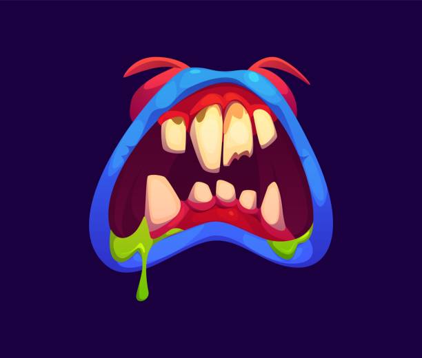 istock Halloween monster wide-open mouth with drool jaws 2171270481